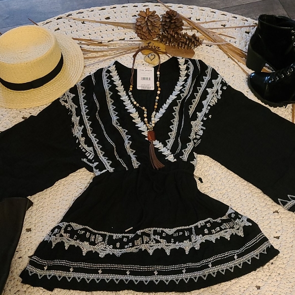 NEW NWT FREE PEOPLE BLUE BLK DRESS OR TUNIC - Picture 8 of 16